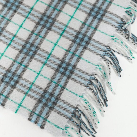 Burberry Light Blue Plaid Cashmere Scarf - Picture 2 of 7